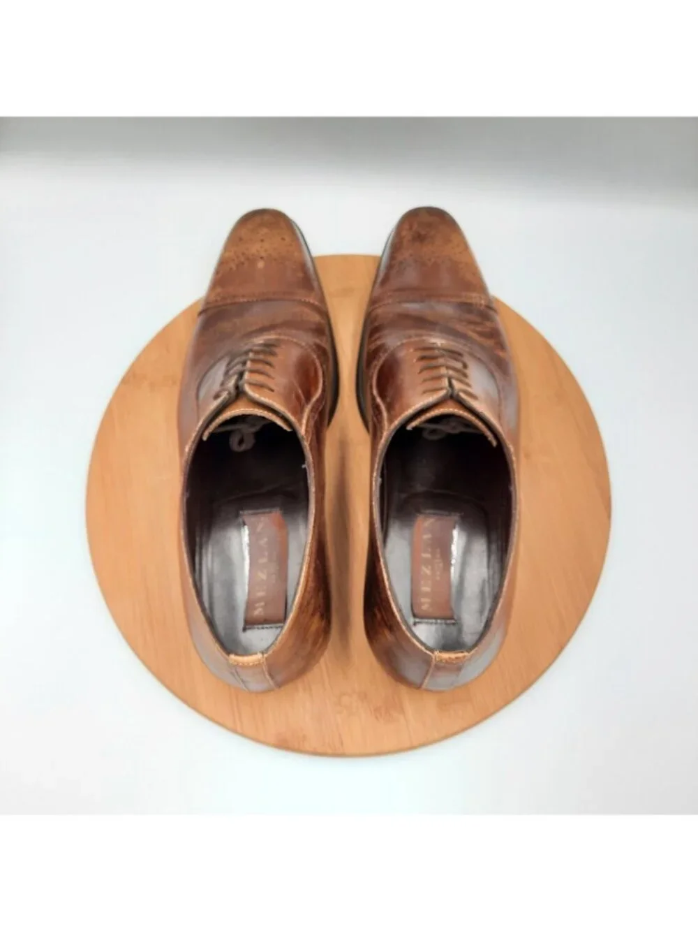 Mezlan Pineda Mens Size 10.5 Shoes Brown Distressed Leather Dress Sneakers Italy_9